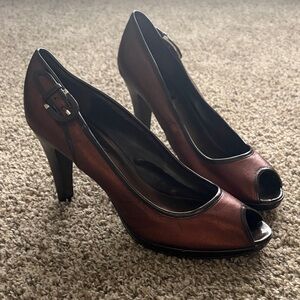 Bandolino Brown Peep-Toe Heels